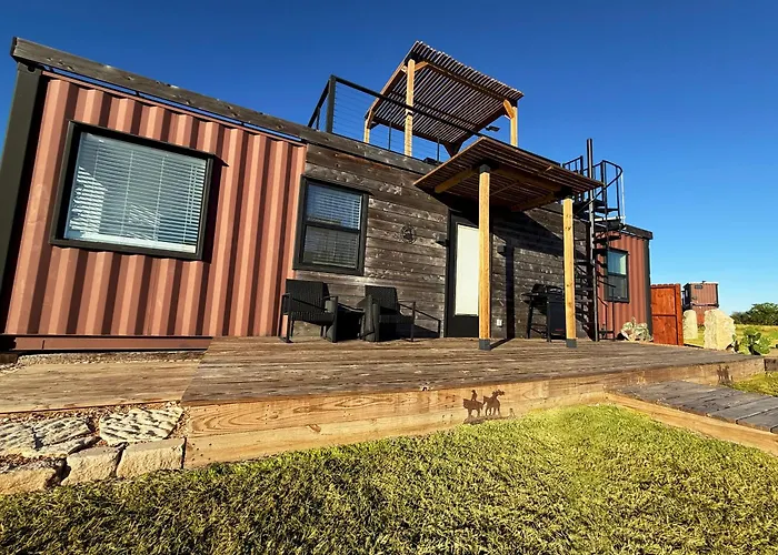 Hill Country Container Home Rooftop Deck & Pool