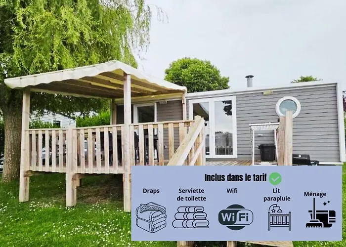 Mobil-home 4 personnes dans camping 5 étoiles proche de la mer