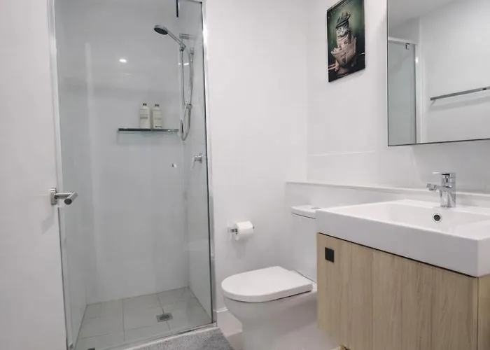 Sky Risen Cozy Bedroom With Bathroom