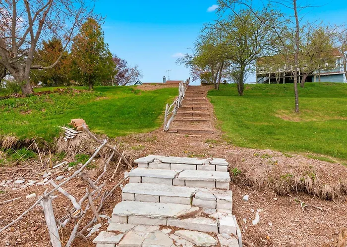 Deck + Fire Pit: Waterfront Lake Michigan Escape