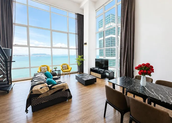 Full Seaview High Floor 2Br Duplex Loft Maritime Suites Penang 203A